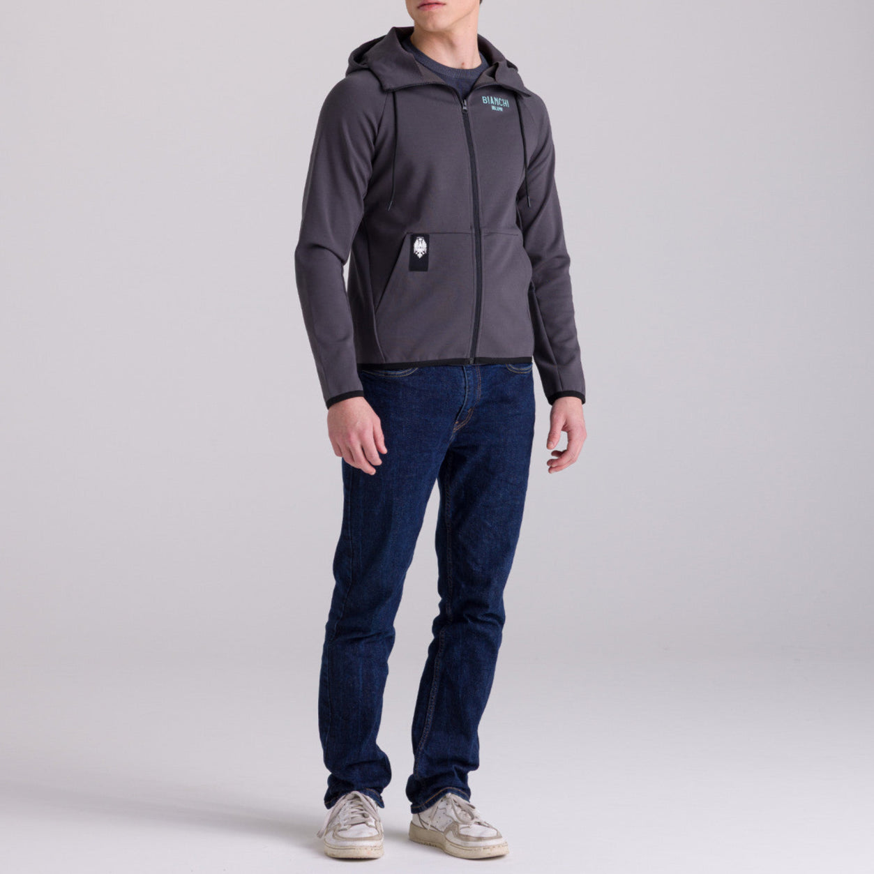 Felpa con cappuccio Bianchi Milano Fan - Grigio
