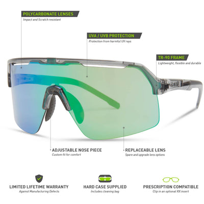 Crypto Air Crystal Smoke Sunglasses - Green Mirror Lens