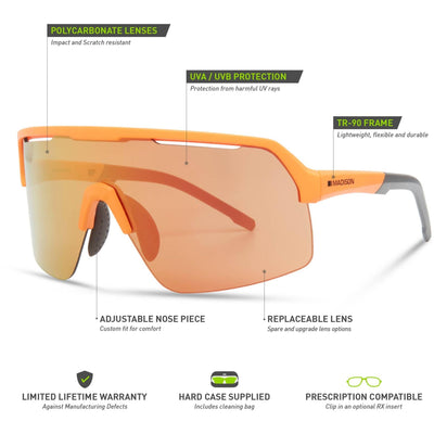 Crypto Air Mango Orange Sunglasses - 3 Lens Pack - Fire Mirror / Amber / Clear