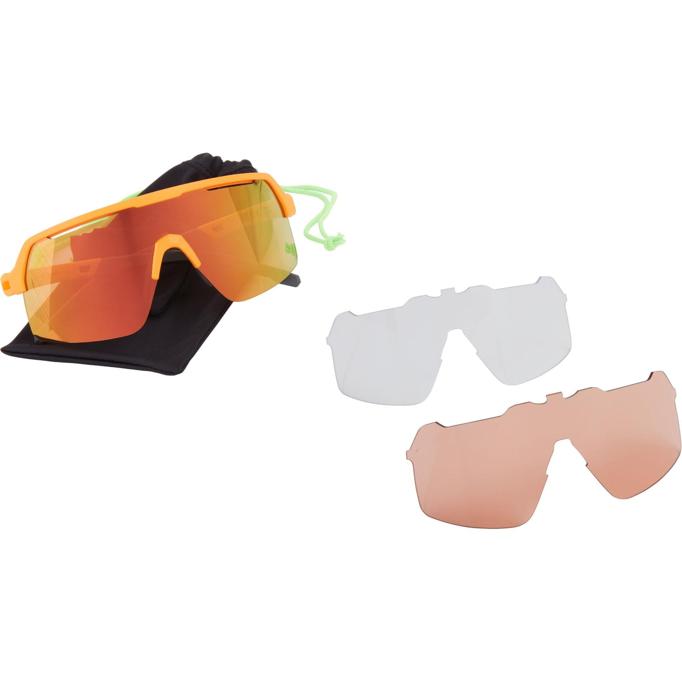 Crypto Air Mango Orange Sunglasses - 3 Lens Pack - Fire Mirror / Amber / Clear