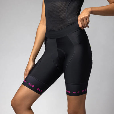 Pantaloncini donna Ale PR-E Strada 2.0 - Nero fucsia